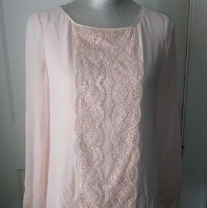 White House Black Market Sheer Blouse Light Pink